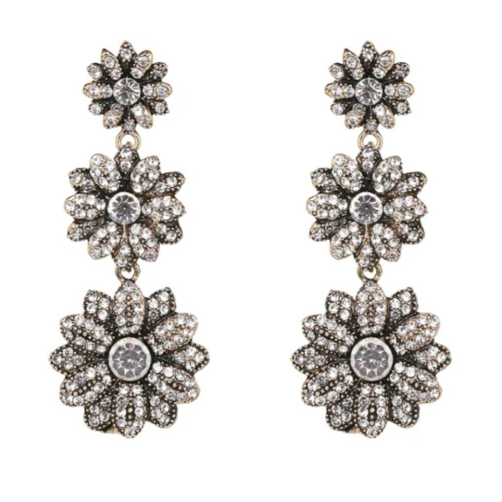 Giovanna Earrings Sparkly Glam Flower Dangle